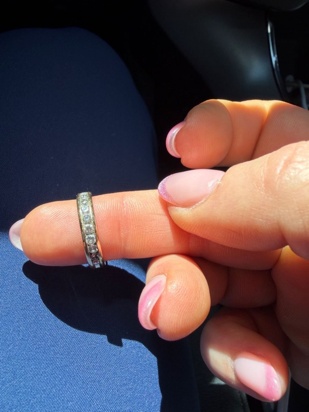 14k gold channel set wedding band